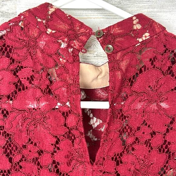 WAYF Womens XS Burgundy Red Lace Sleeveless Lined Boho Top Blouse - Picture 6 of 6